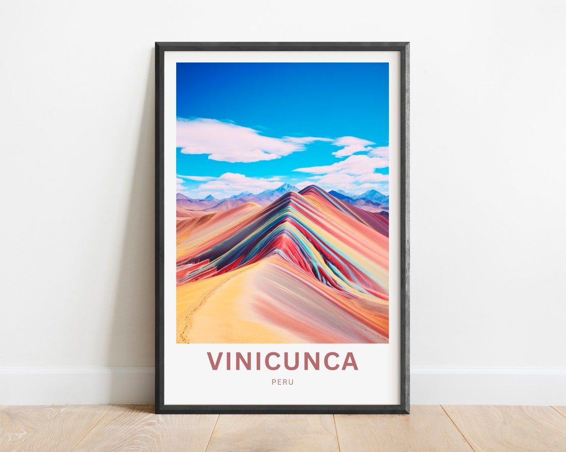 Vinicunca Travel Print Vinicunca Poster Peru Wall Art Framed Present Gift Peru Present
