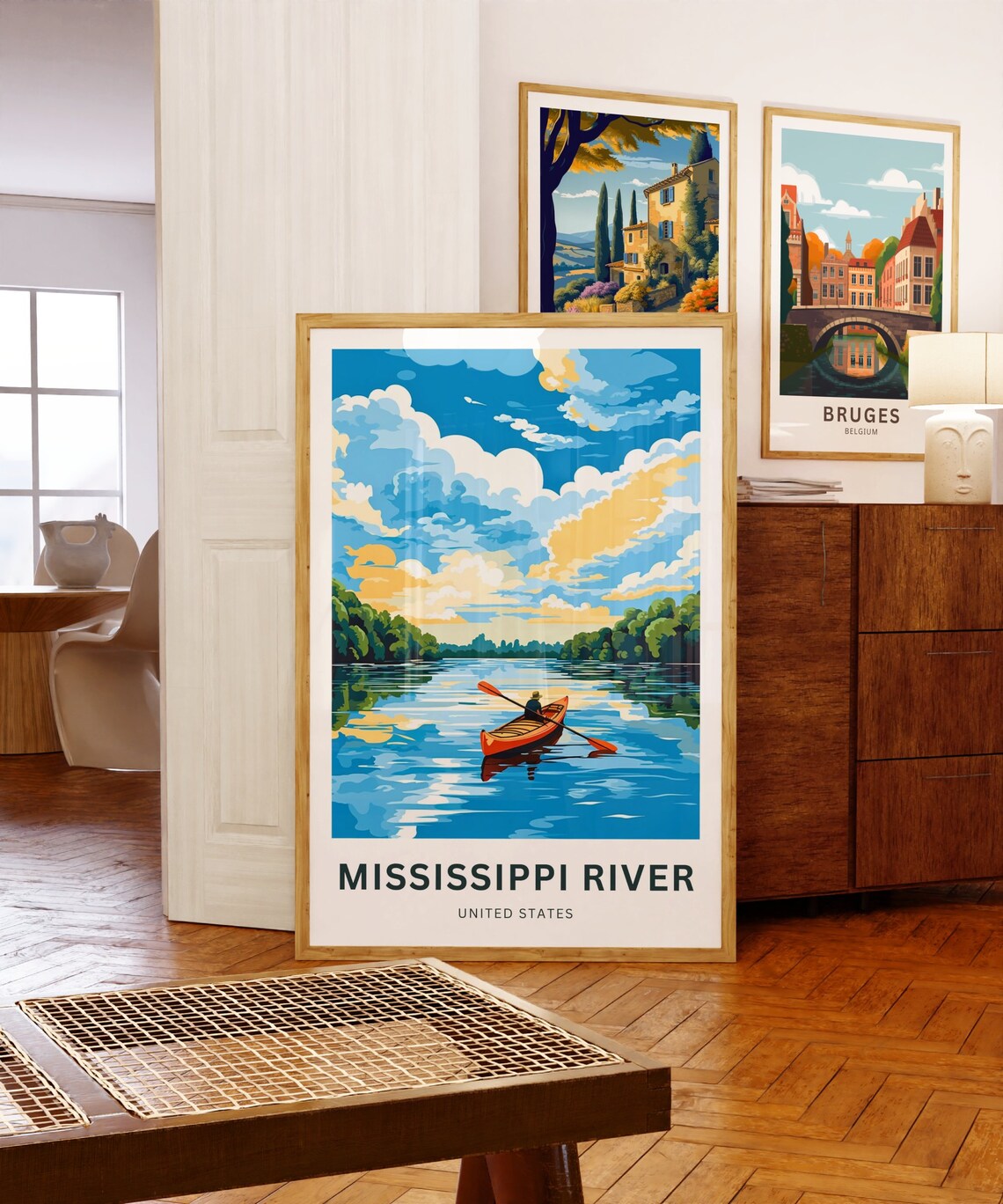 Personalized Mississippi River Kayak Sunset Custom Text Travel Poster - Image 5