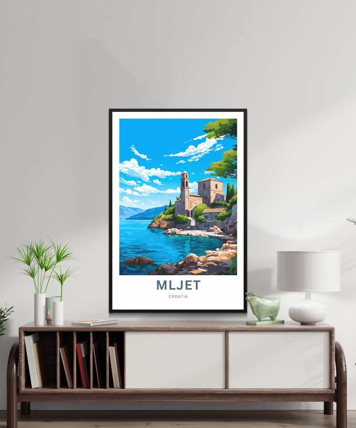 Mljet Croatia Island Church Rocky Coast Retro Travel Poster Art - Image 2