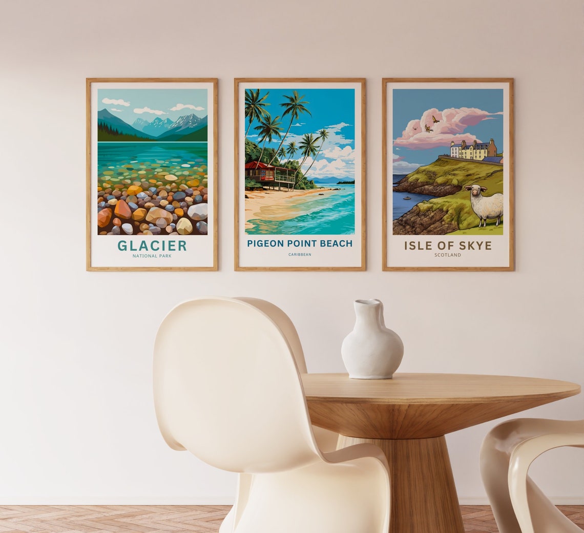 Pigeon Point Beach Caribbean Tall Palms Sandy Shore Scene Poster - Image 2