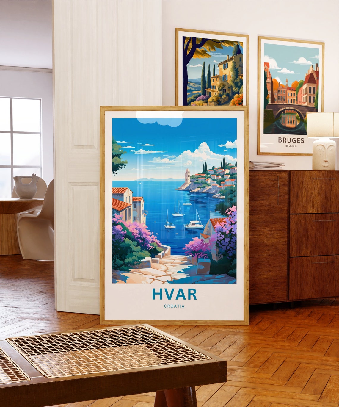 Hvar Croatia Harbor Boats Bougainvillea Coastal Travel Poster - Image 5