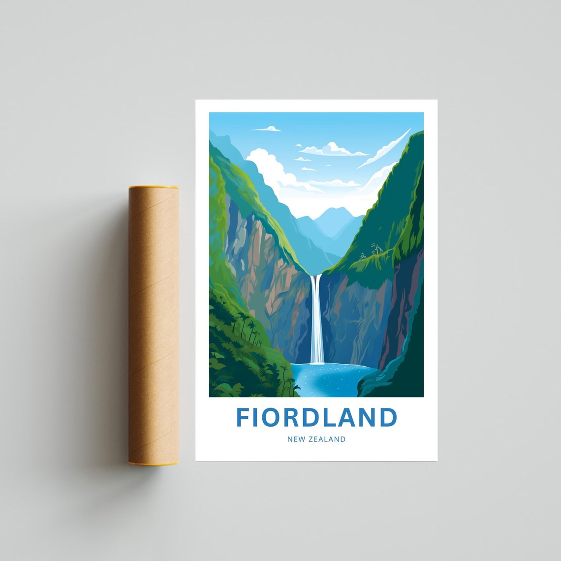 Fiordland Personalized New Zealand Tall Waterfall Gorge Poster - Image 4