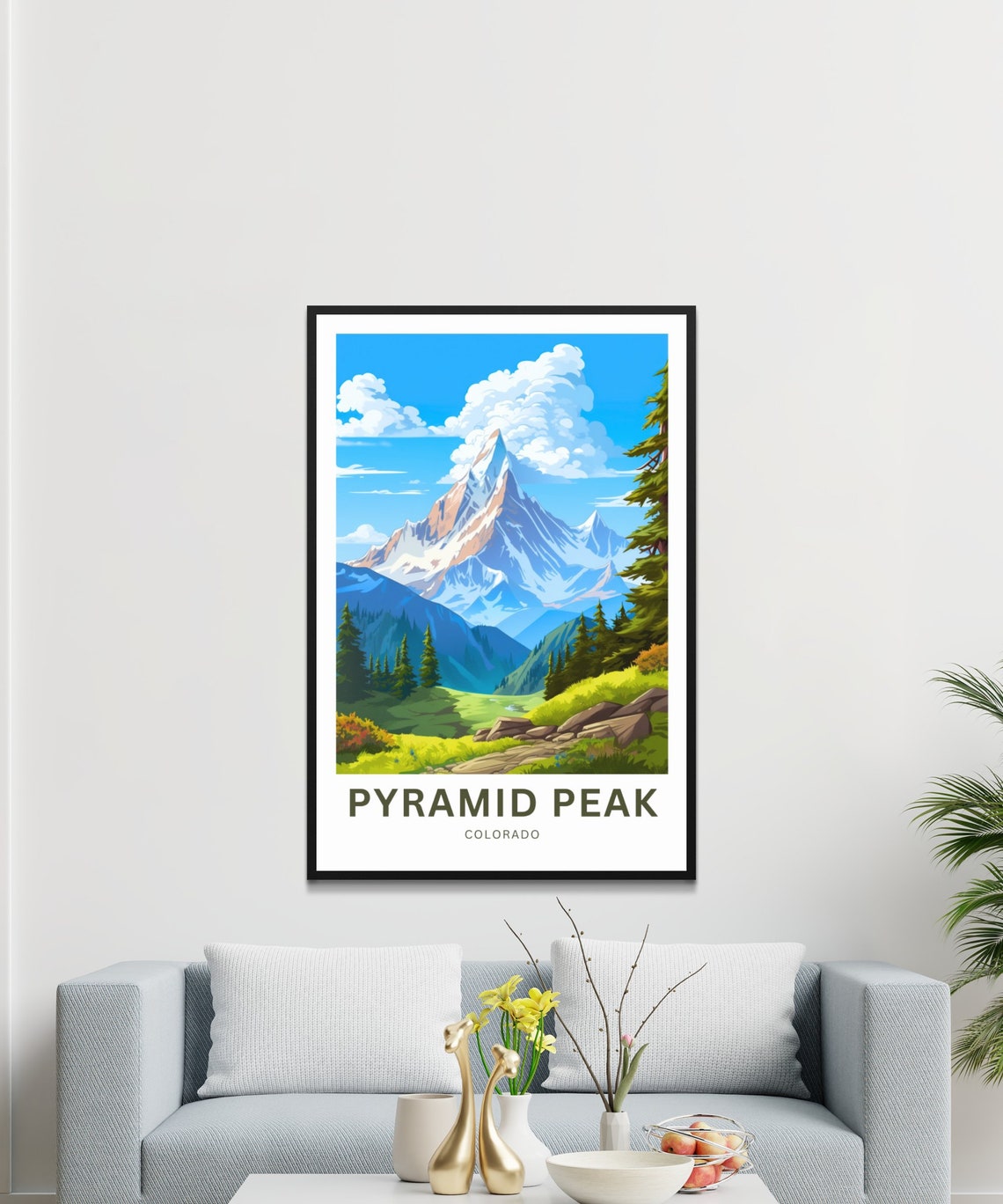 Pyramid Peak Travel Print Pyramid Peak Poster United States Wall Art Framed Present Gift Colorado Present - Image 3