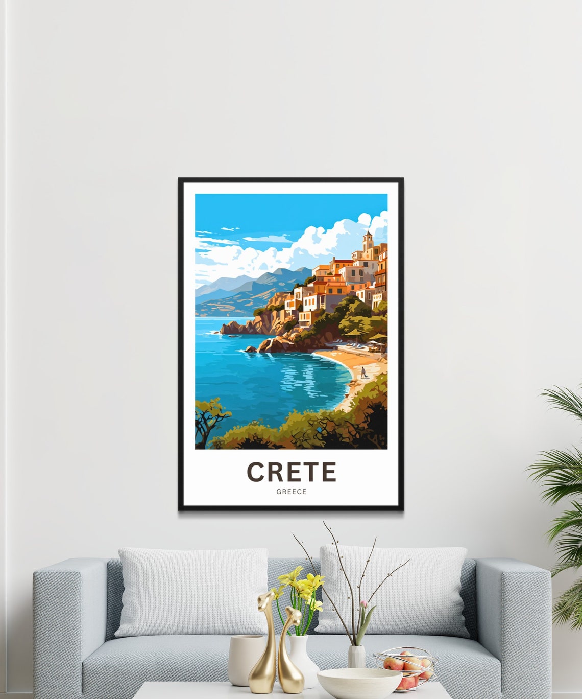 Personalized Crete Greece Turquoise Bay Beach Cove Travel Poster - Image 3
