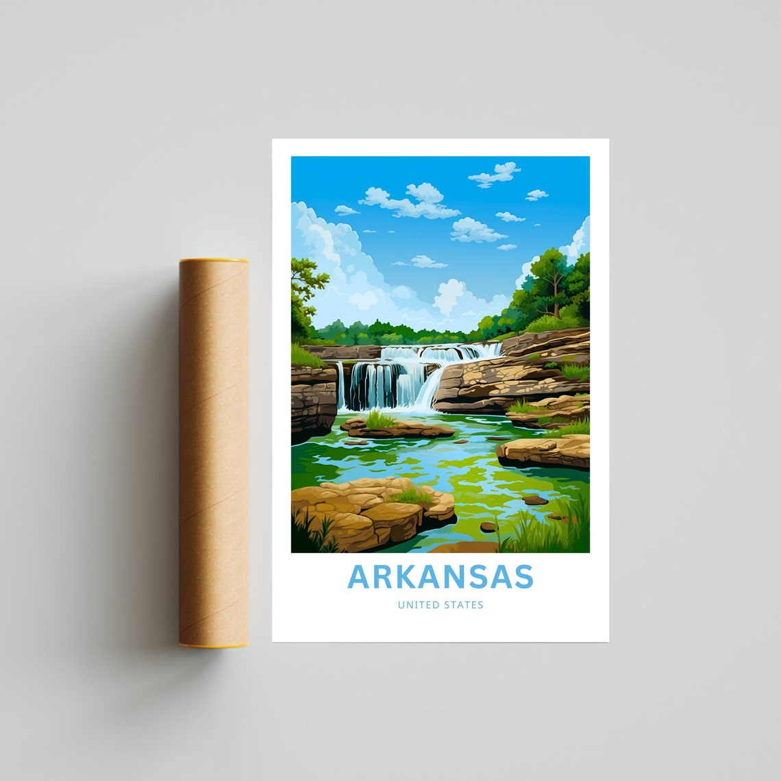 Personalized Arkansas Waterfall Emerald Pool Custom Travel Poster - Image 4