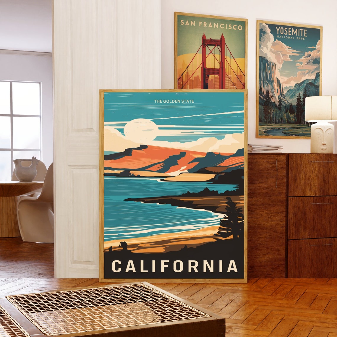 California Golden Coastline Sunset Cliffs Seaside Travel Poster - Image 5