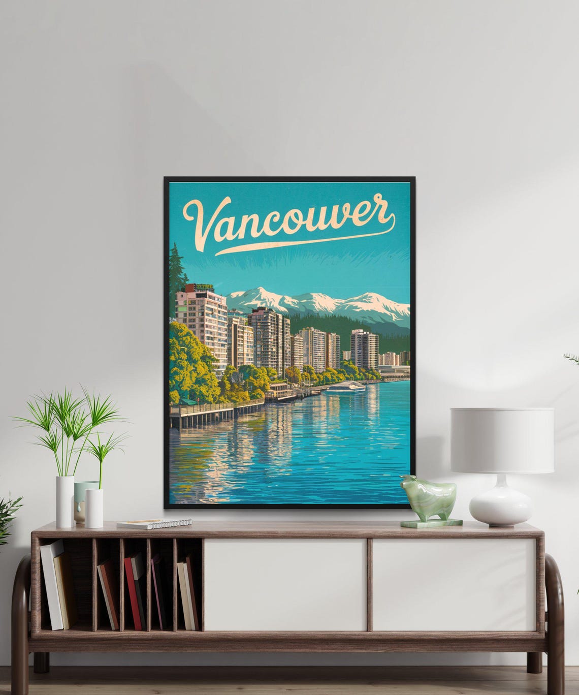 Vancouver Canada Waterfront Skyline Mountain Retro Travel Poster - Image 2