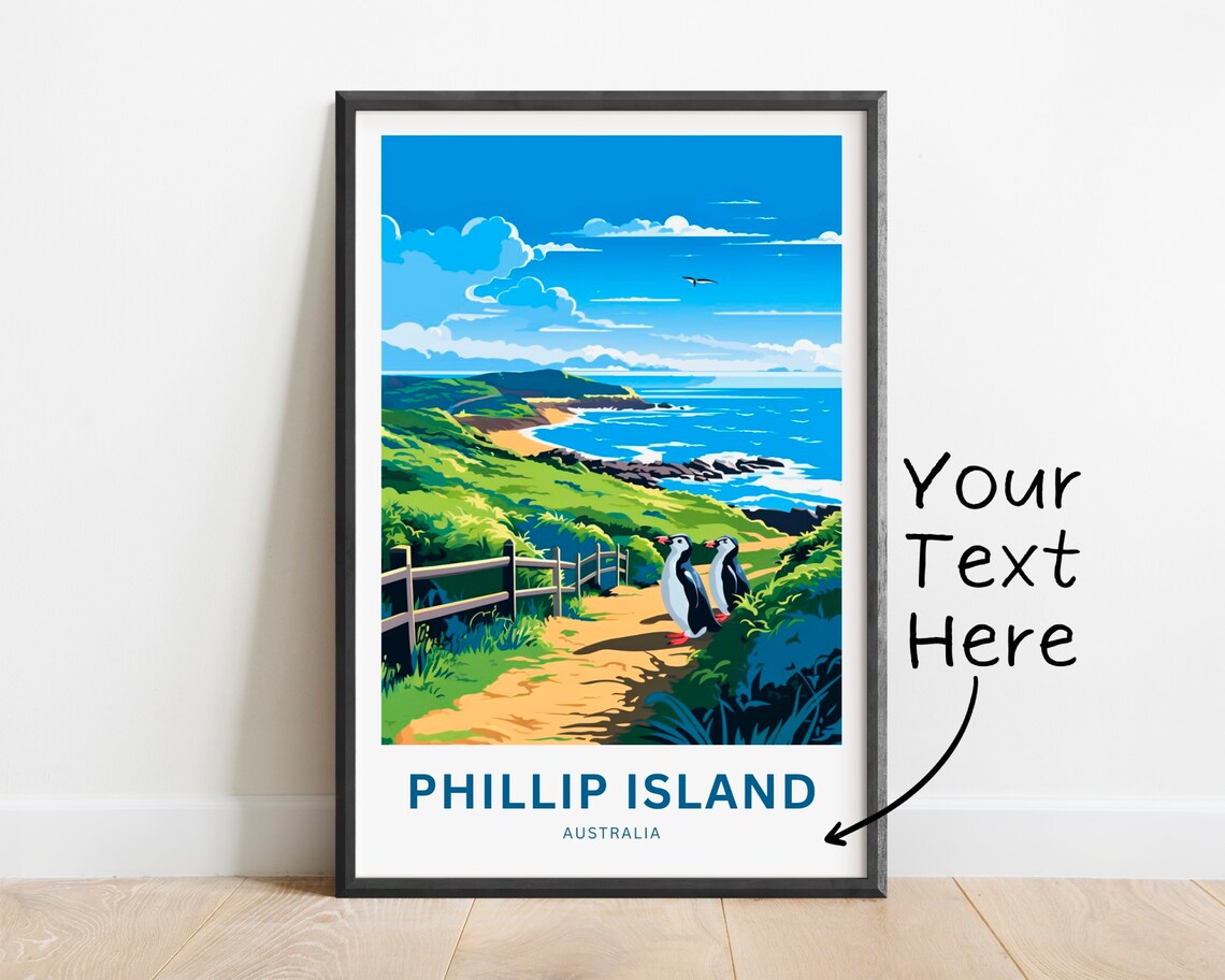 Phillip Island Australia Personalized Penguins Coast Travel Poster Art