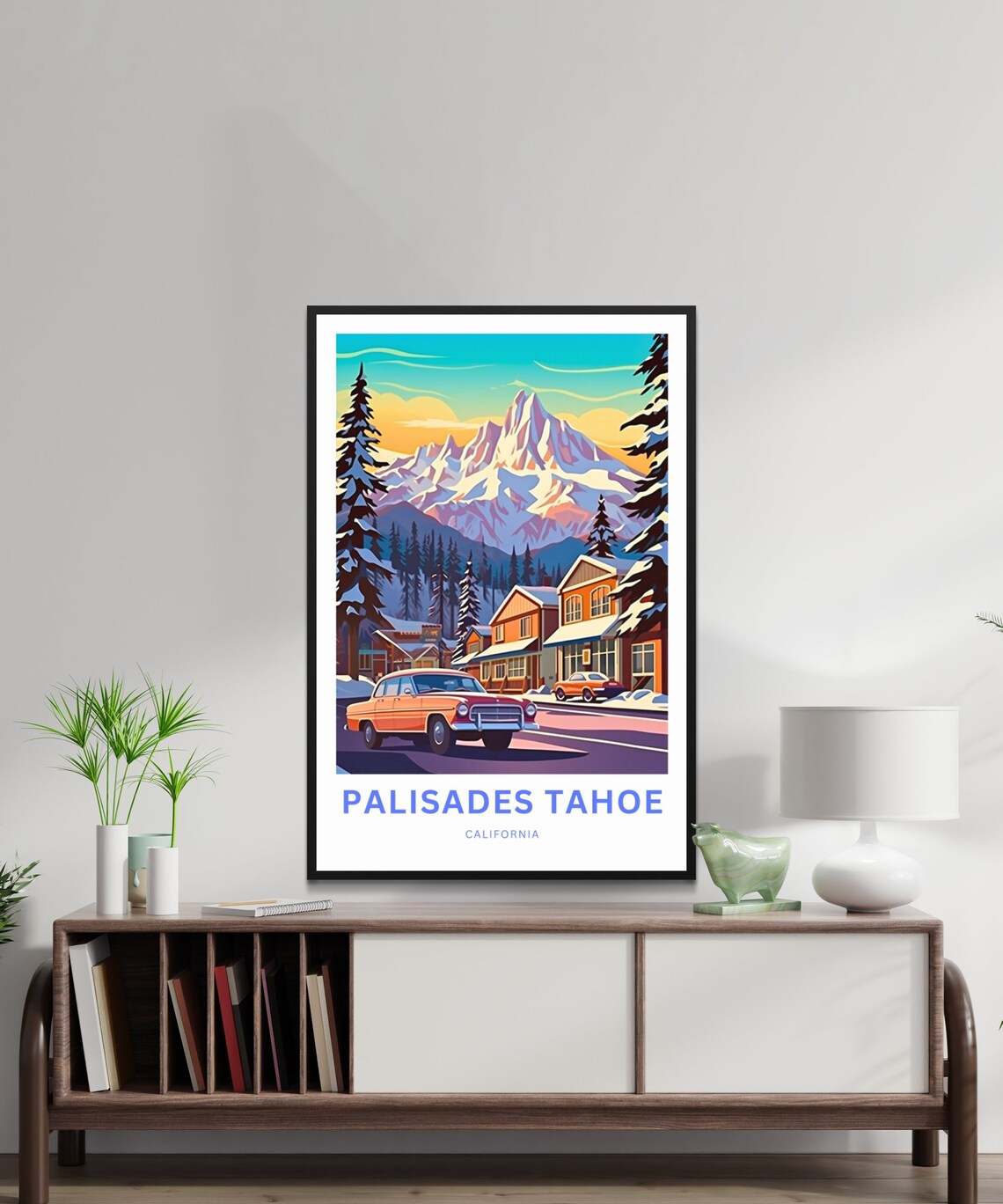 Palisades Tahoe Retro Village Street Personalized Ski Poster - Image 2