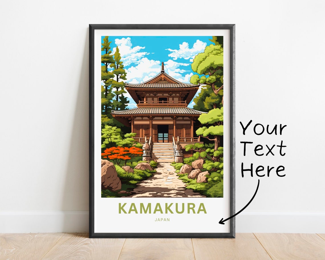 Kamakura Japan Serene Temple Garden Path Custom Text Travel Poster