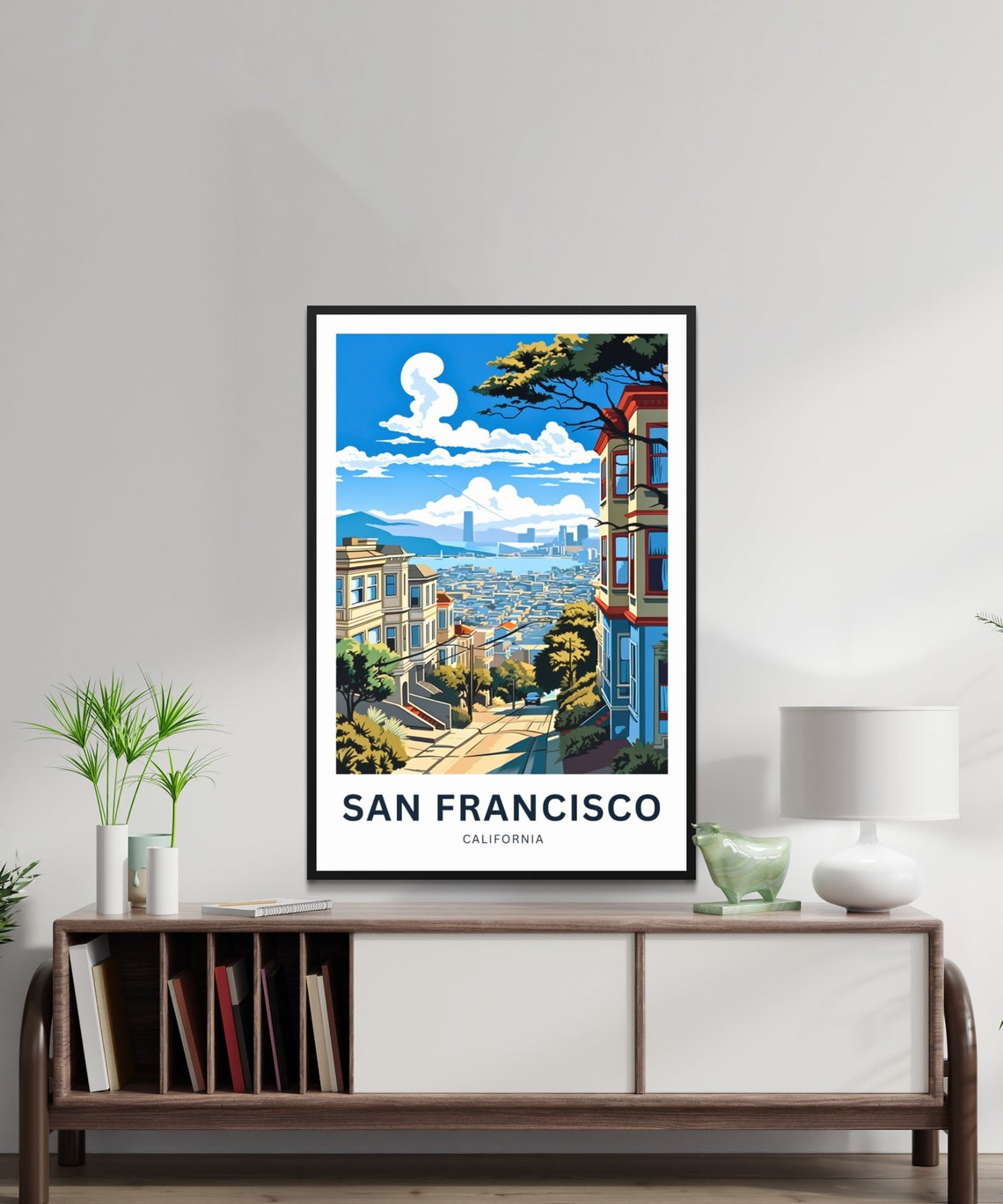 San Francisco Victorian Hill Street Bay View Personalized Poster - Image 2