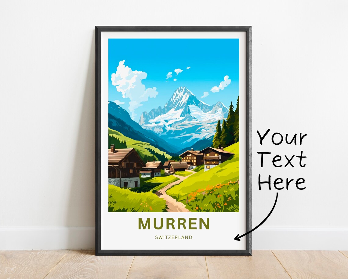 Murren Switzerland Summer Alpine Chalets Wildflower Travel Poster - Image 2