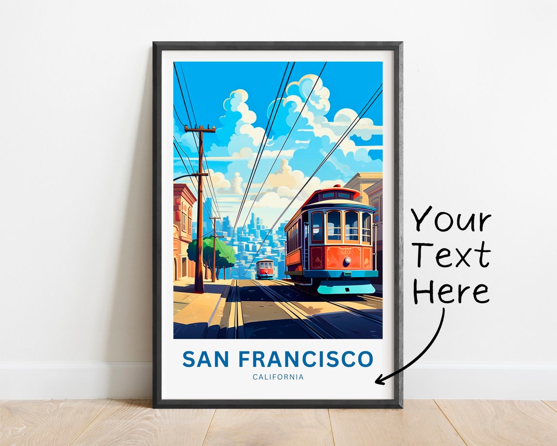 San Francisco California Cable Cars Personalized Travel Poster