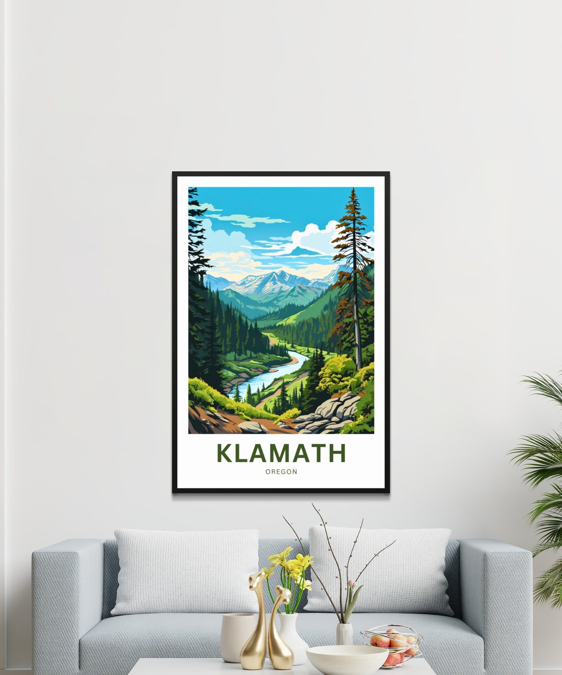 Klamath Oregon Evergreen Forest River Scene Vintage Travel Poster - Image 3