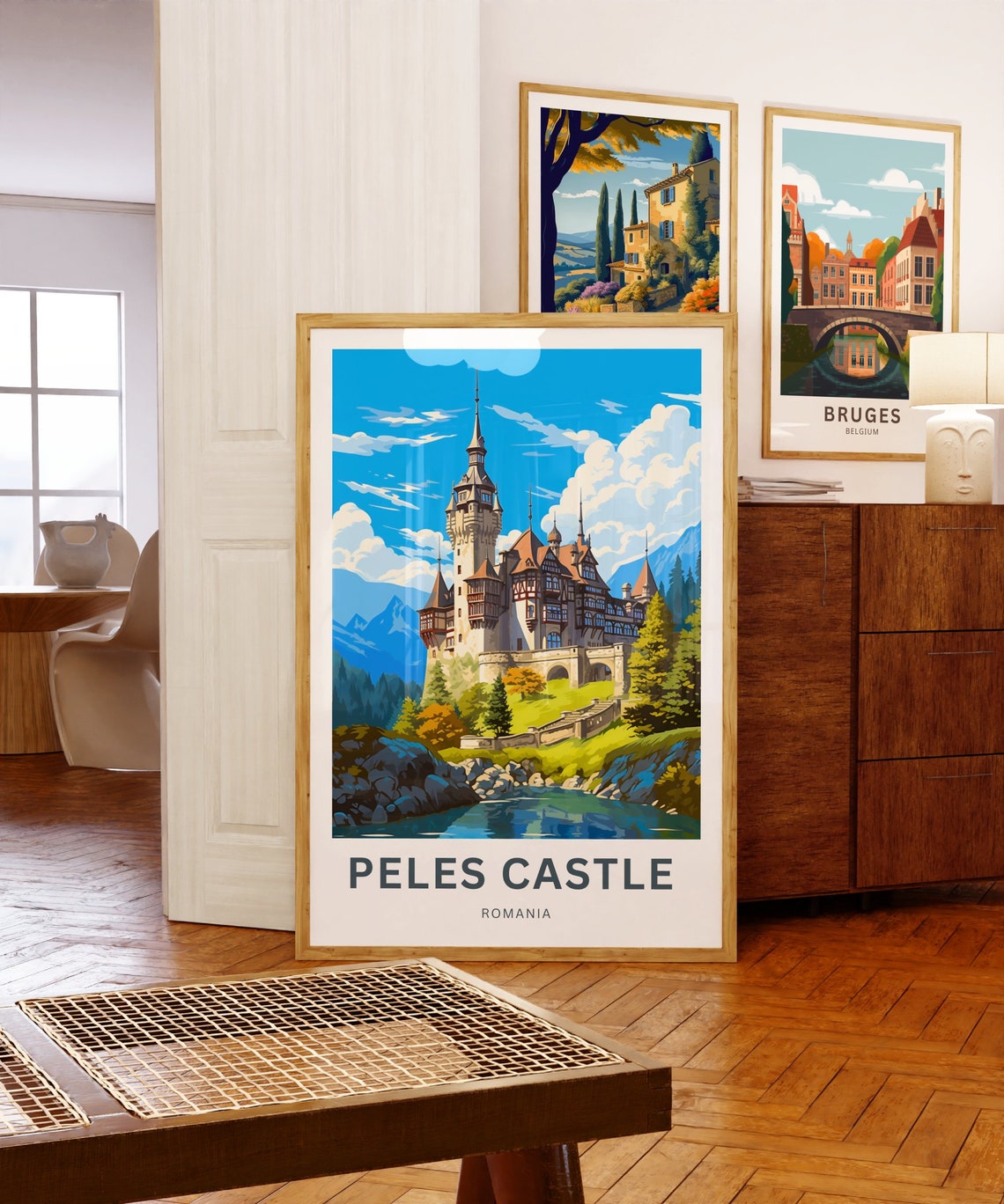 Peles Castle Romania Fairytale Palace Autumn Personalized Poster - Image 5