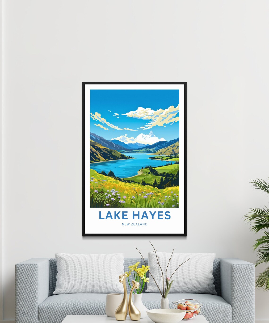 Lake Hayes New Zealand Personalized Wildflower Meadow Poster - Image 3