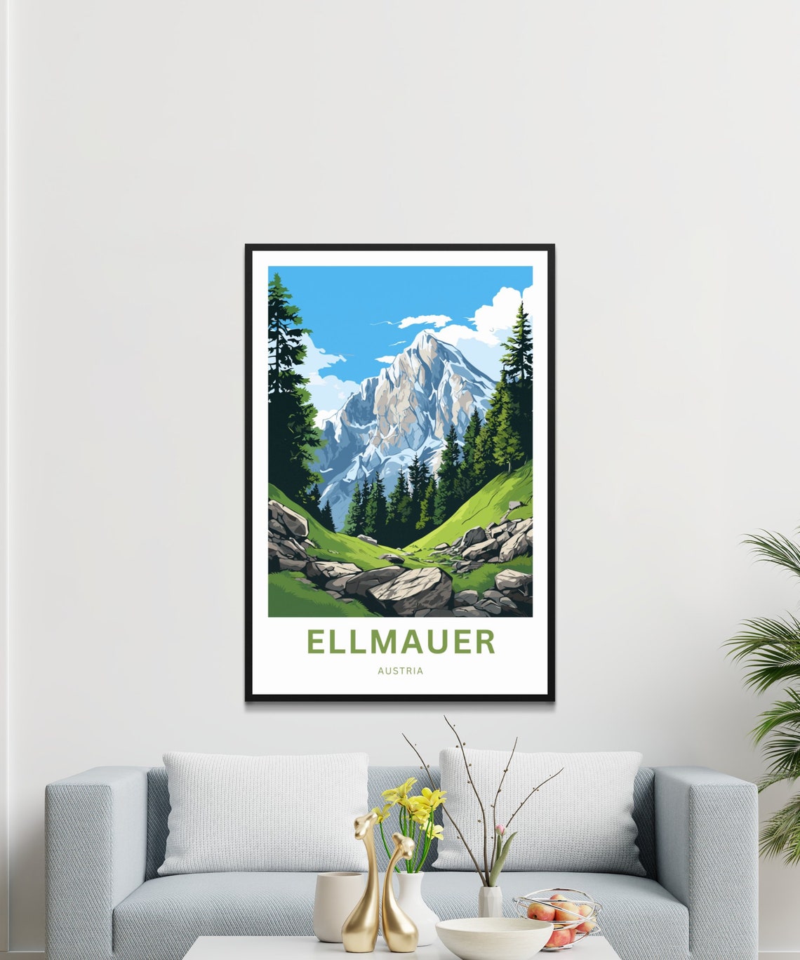 Ellmauer Austria Alpine Mountain Peak Meadow Vintage Travel Poster - Image 3