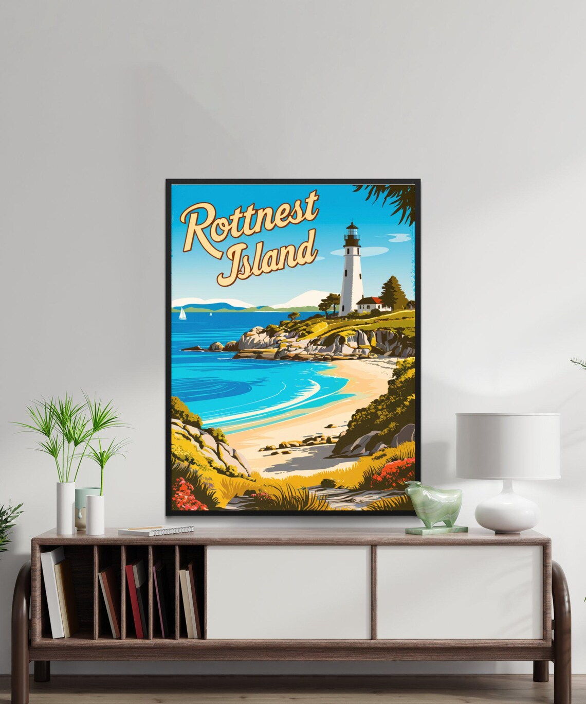 Rottnest Island Lighthouse Rocky Coast Beach Vintage Travel Poster - Image 3