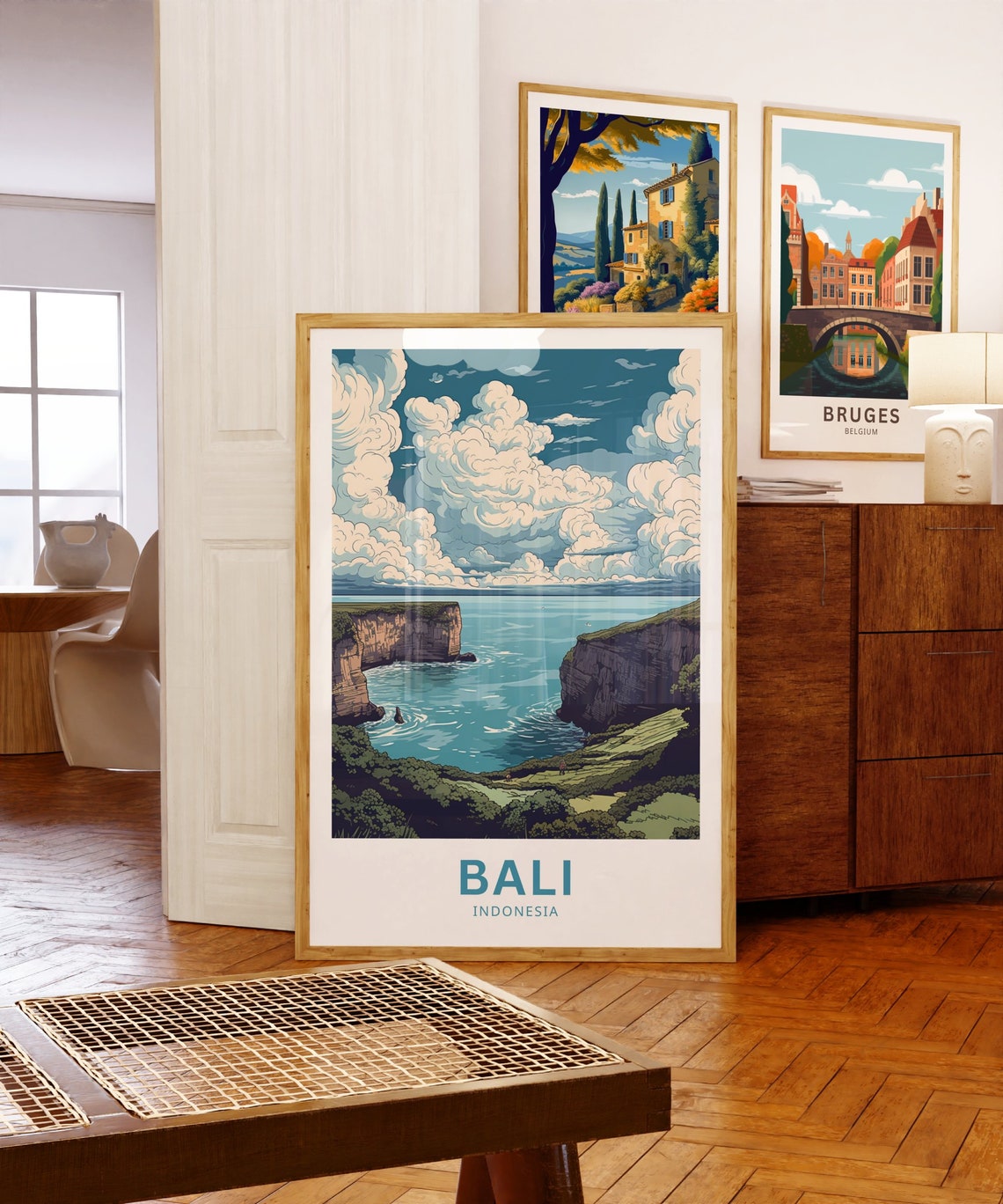 Bali Indonesia Sea Cliffs Turquoise Ocean Dramatic Clouds Poster - Image 5