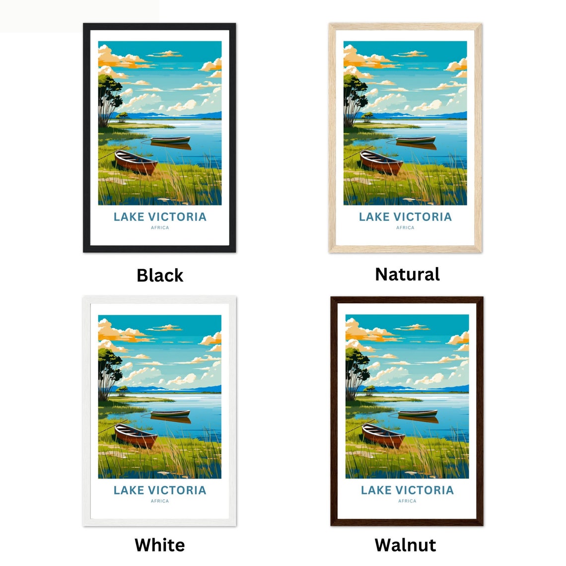 Lake Victoria Africa Customizable Calm Lake Boats Poster Artwork - Image 2