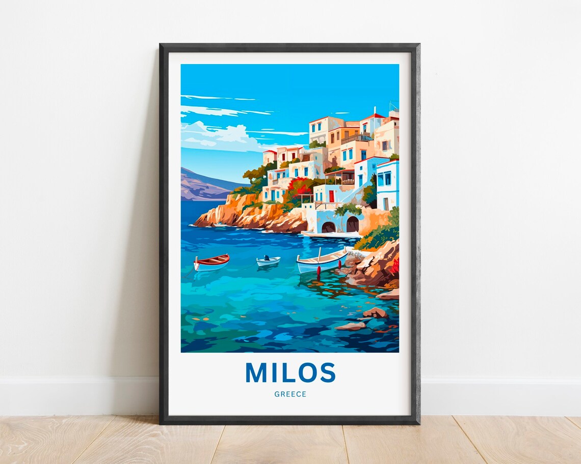 Milos Greece Fishing Village Cove Turquoise Water Island Poster