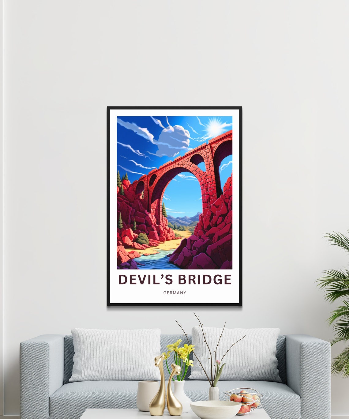 Personalized Devil's Bridge Germany Red Rock Aqueduct Travel Poster - Image 3