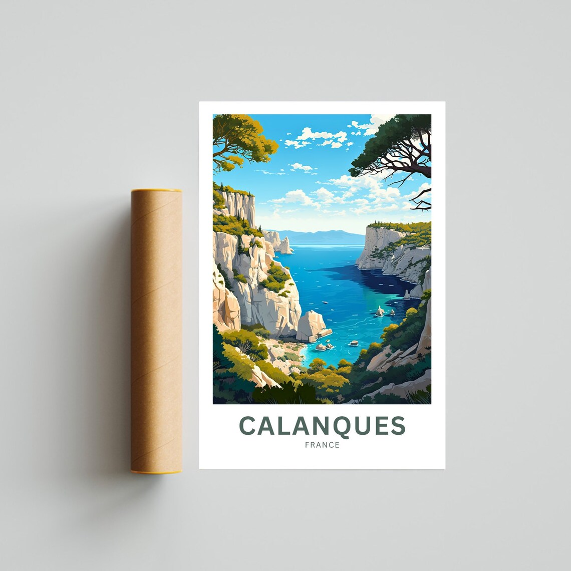 Personalized Calanques France Limestone Cliffs Cove Travel Poster - Image 4