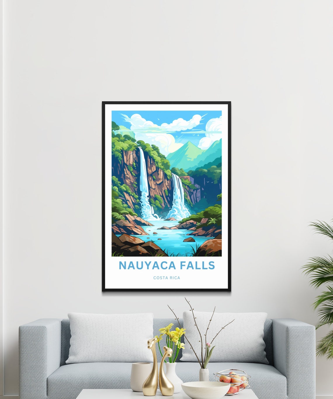 Nauyaca Falls Costa Rica Personalized Twin Waterfall Art Poster - Image 3