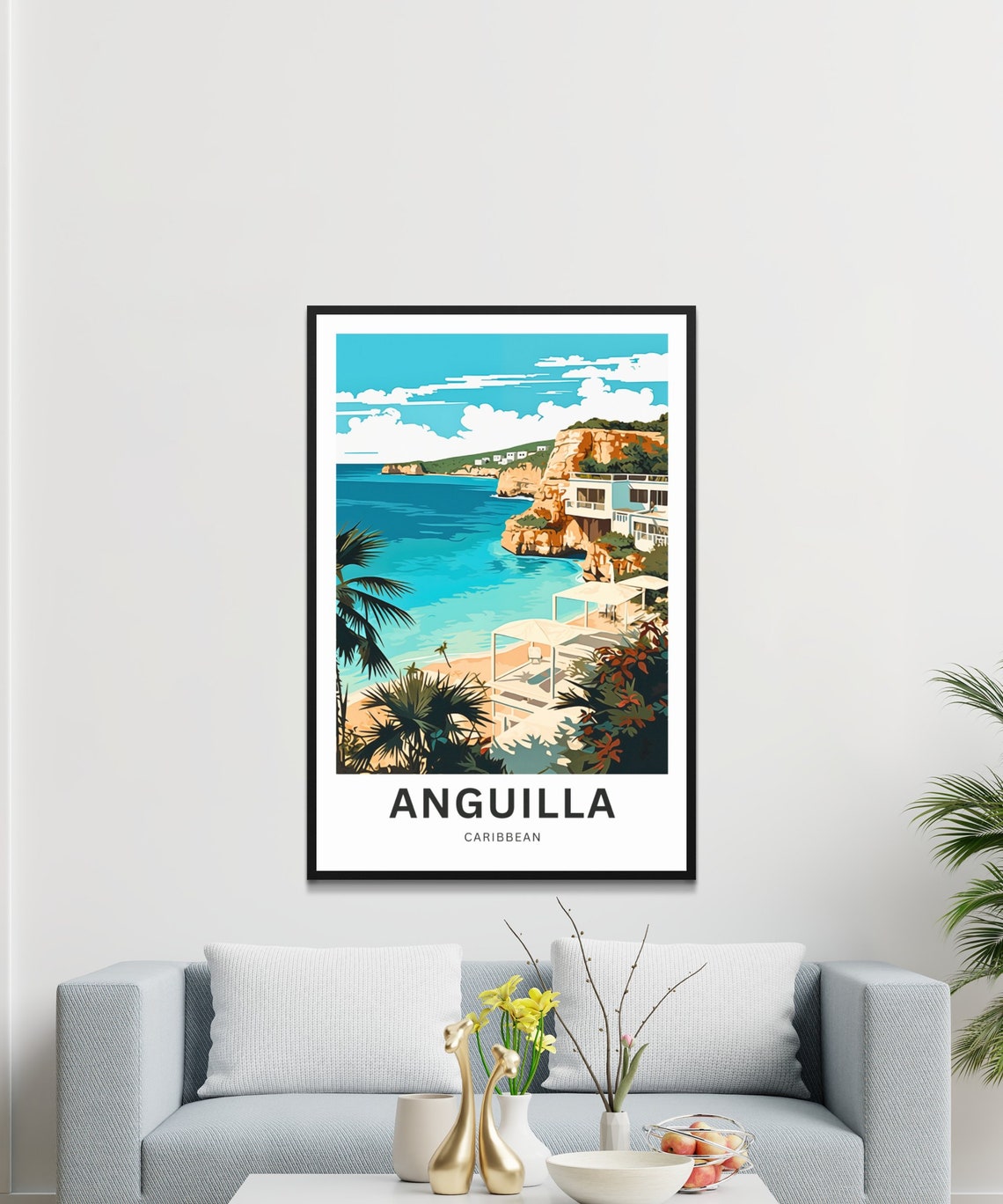 Anguilla Travel Print Anguilla Poster Caribbean Wall Art Framed Present Gift Caribbean Present - Image 3