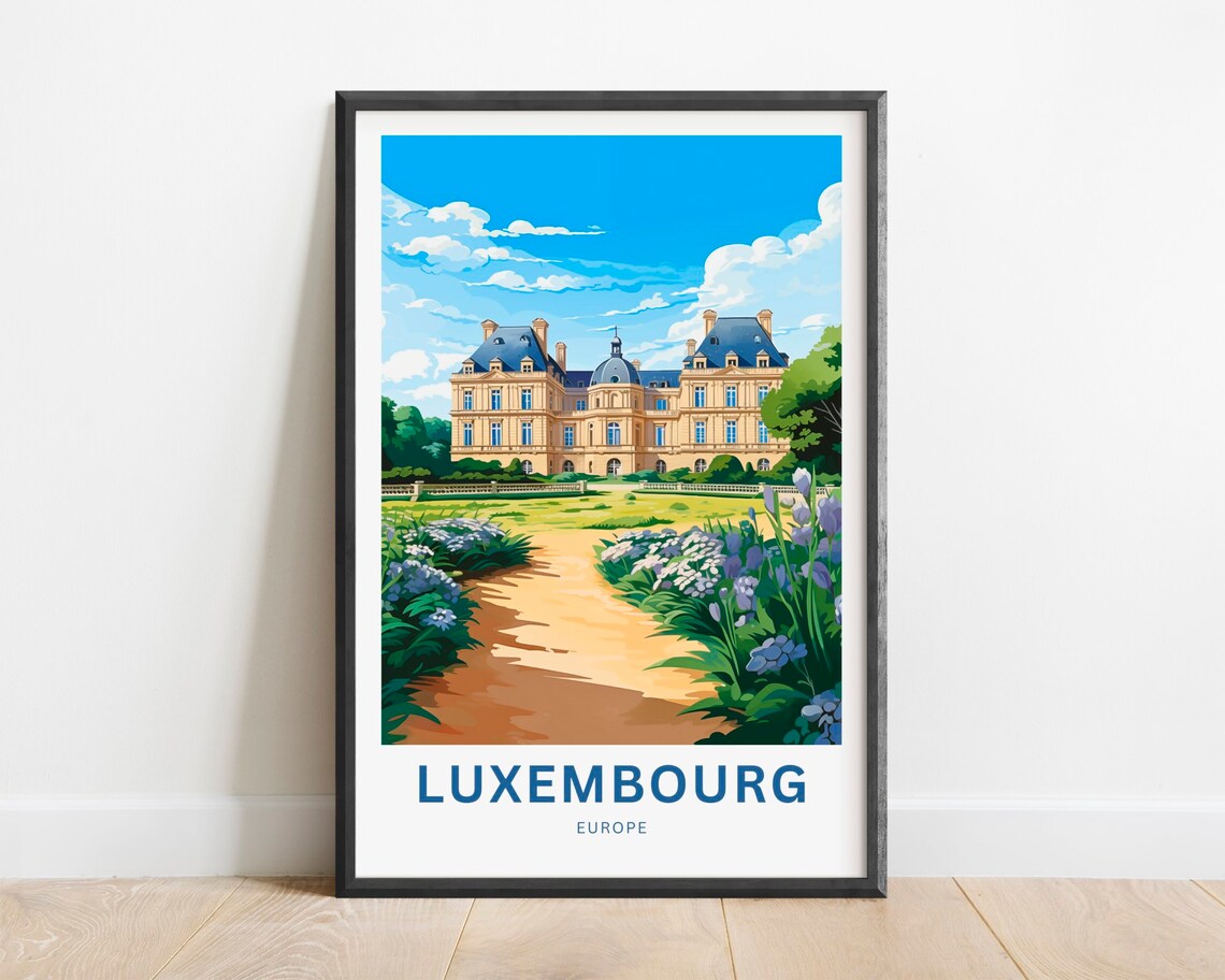 Luxembourg Europe Grand Palace Garden Pathway Scenes Travel Poster