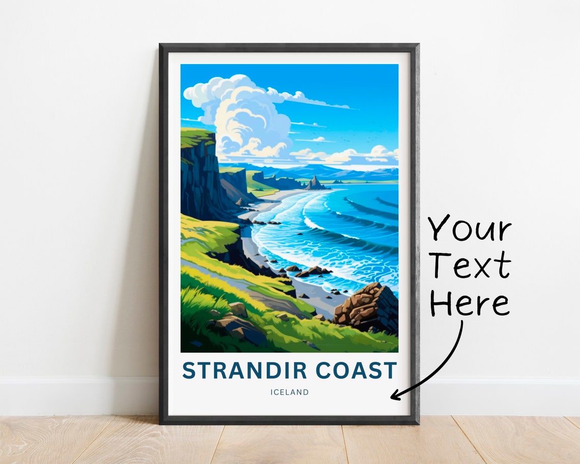 Strandir Coast Iceland Sea Cliffs Personalized Travel Poster