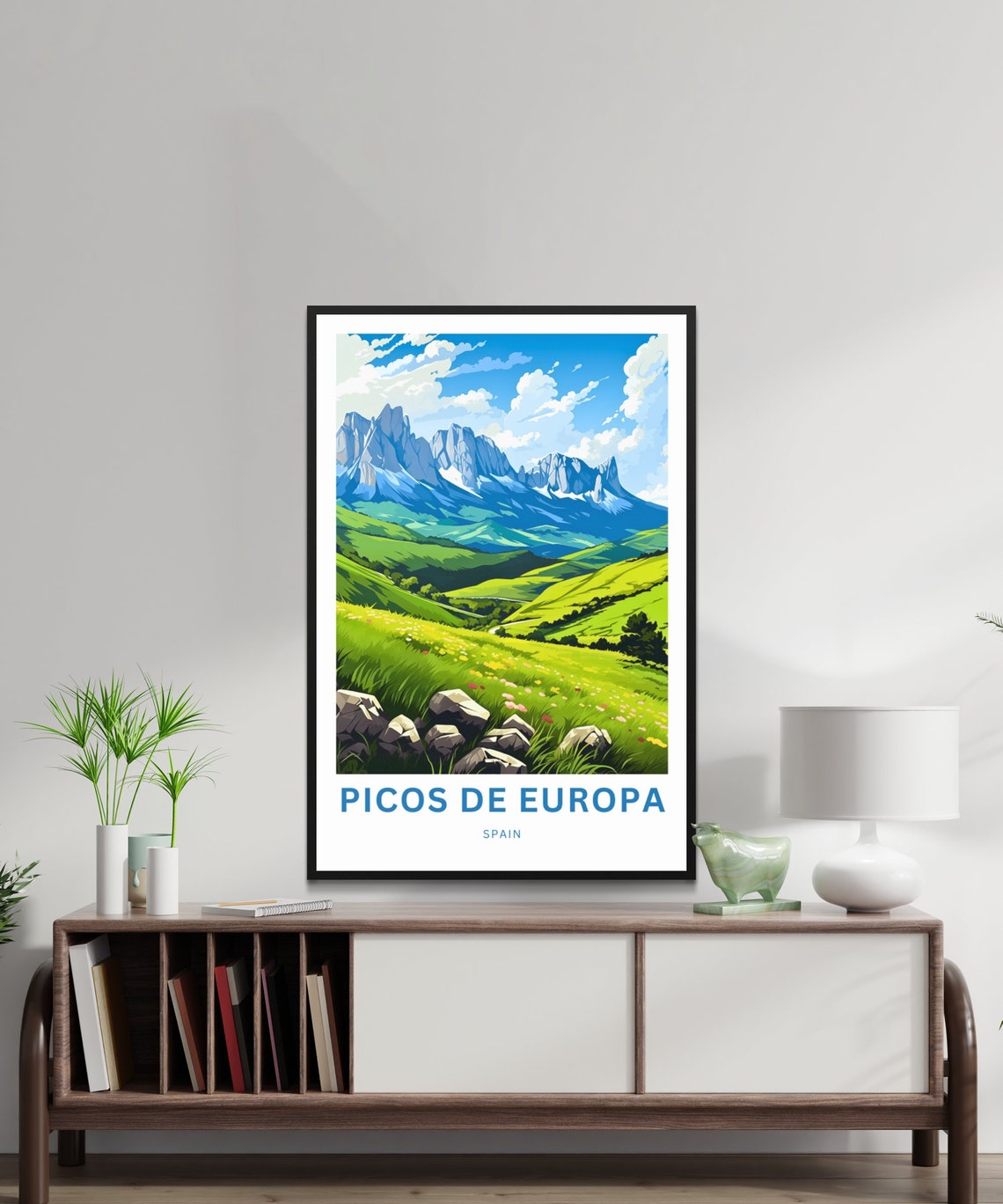 Picos De Europa Spain Wildflower Meadow Mountain Peaks Travel Poster - Image 2