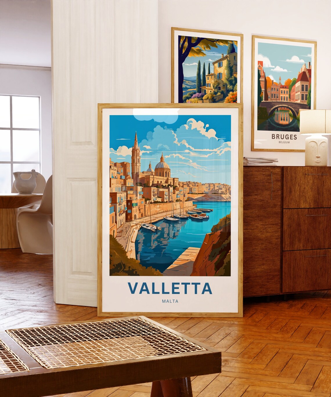 Valletta Malta Marina Boats Limestone City View Travel Poster - Image 5