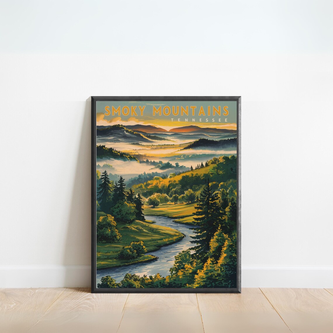 Smoky Mountain Vintage Travel Poster, Tennessee Print