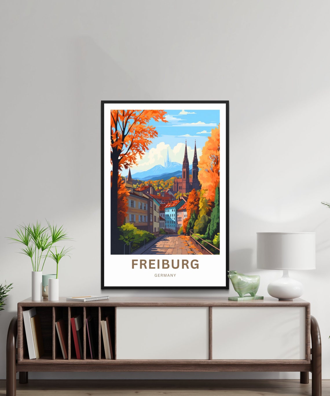 Personalized Freiburg Germany Autumn Cathedral Travel Poster - Image 2