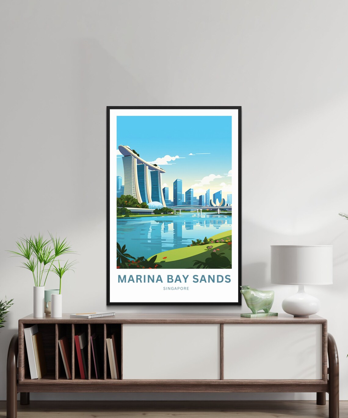 Marina Bay Sands Singapore Waterfront City Skyline Travel Poster - Image 2