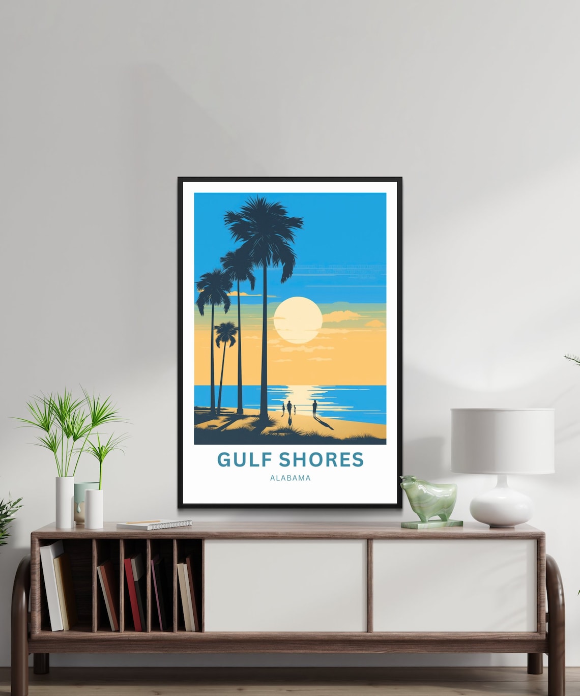 Gulf Shores Alabama Palm Silhouettes at Sunset Over the Beach Poster - Image 4