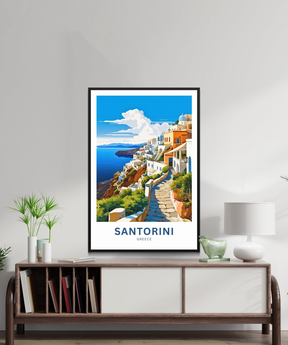 Santorini Greece Custom Cliffside Village Sea View Travel Poster - Image 3