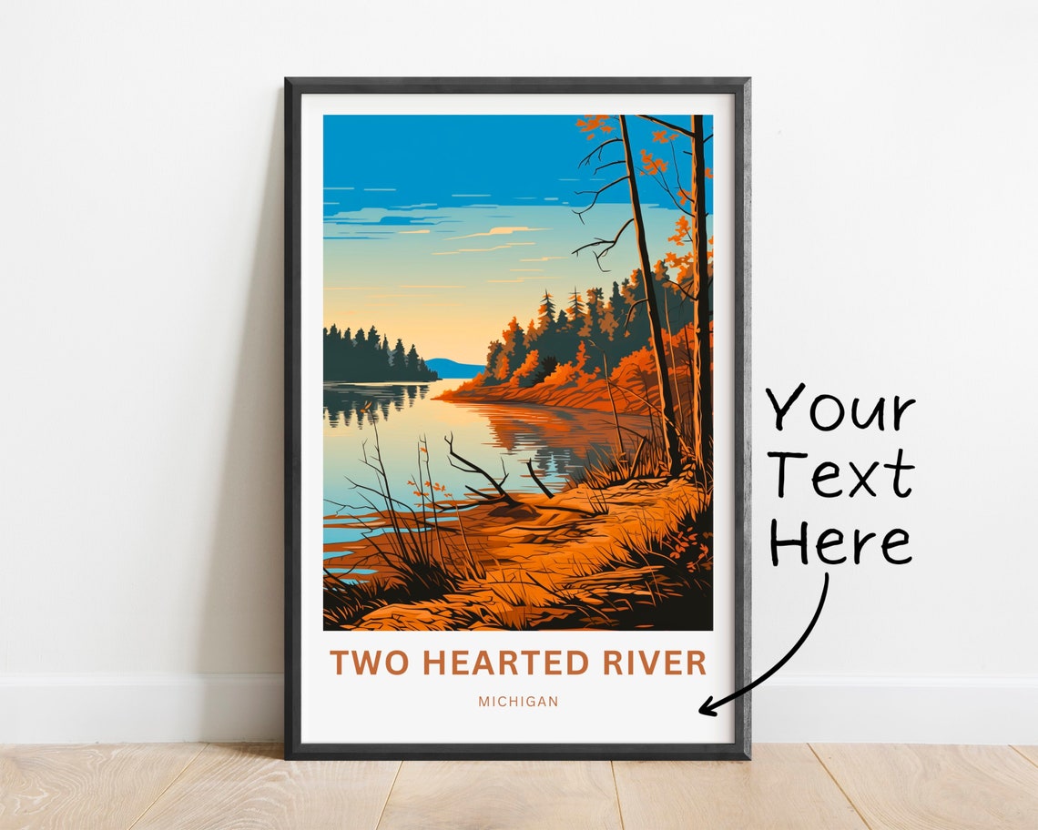 Two Hearted River Michigan Autumn Shoreline Personalized Poster