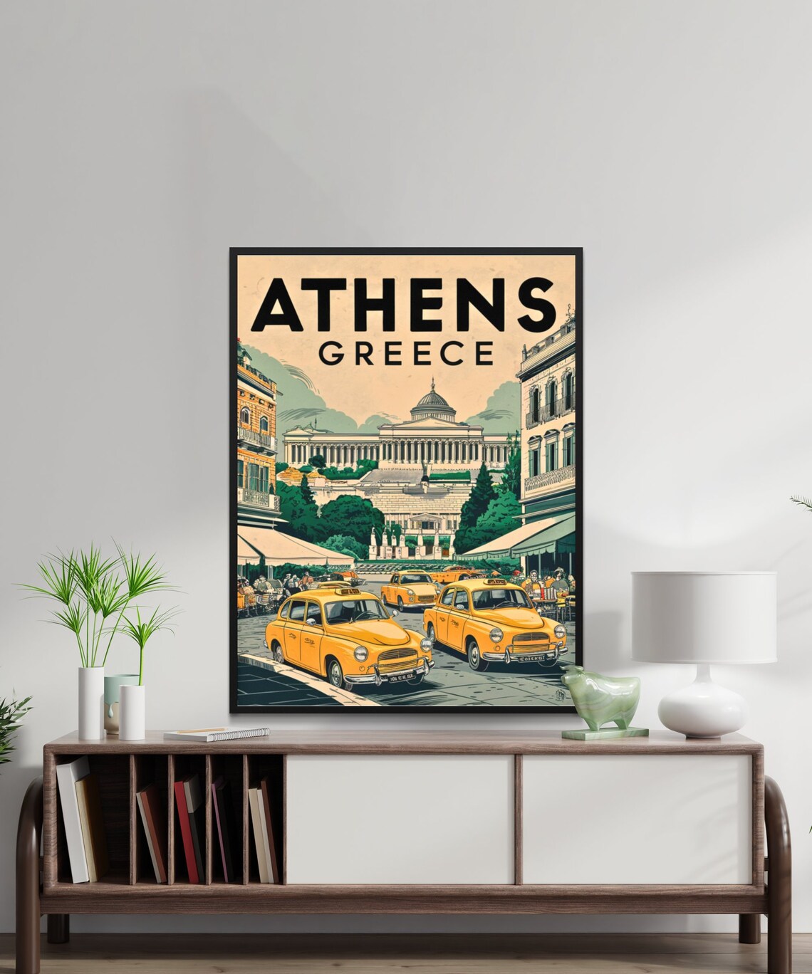 Athens Greece Vintage Taxi Retro City Street Travel Poster Art - Image 2