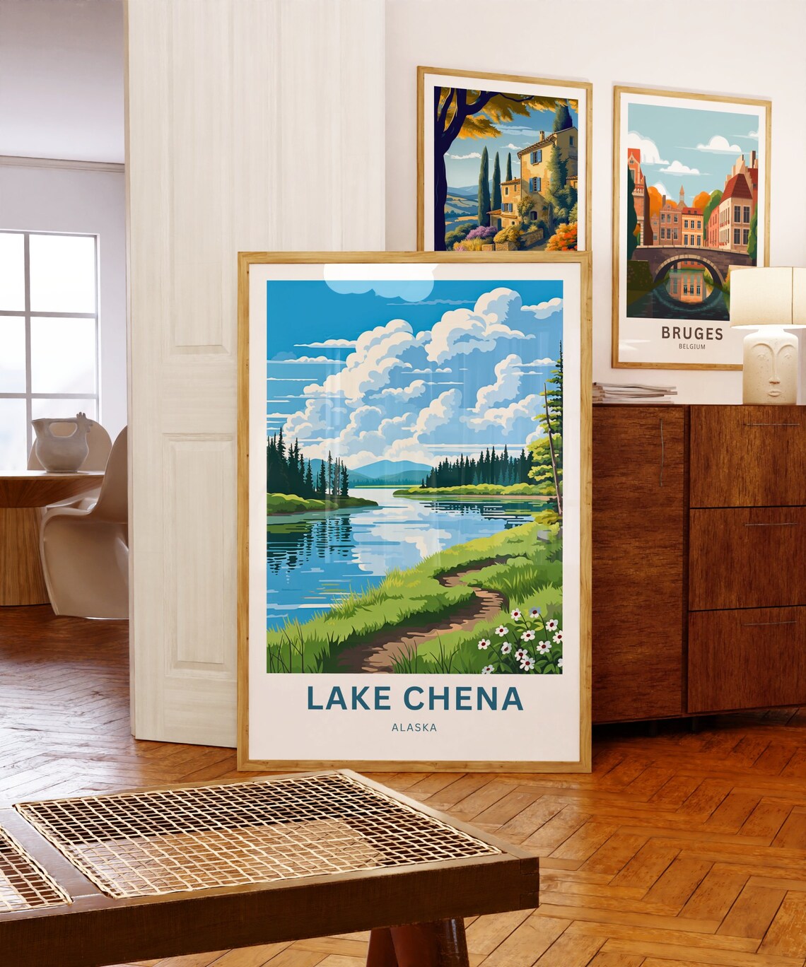 Lake Chena Personalized Alaska Wilderness River Bend Travel Poster - Image 5