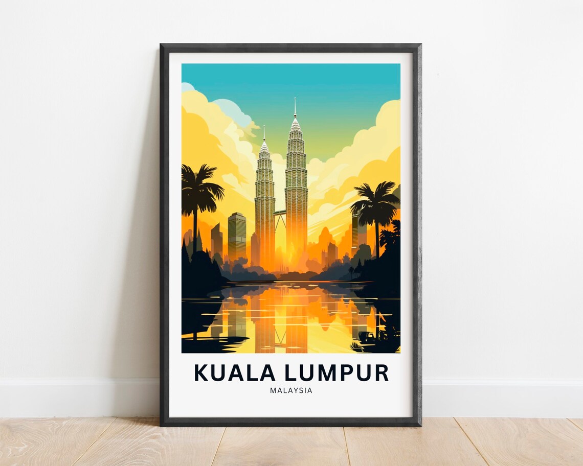 Kuala Lumpur Malaysia Petronas Towers Golden Sunset Cityscape Poster