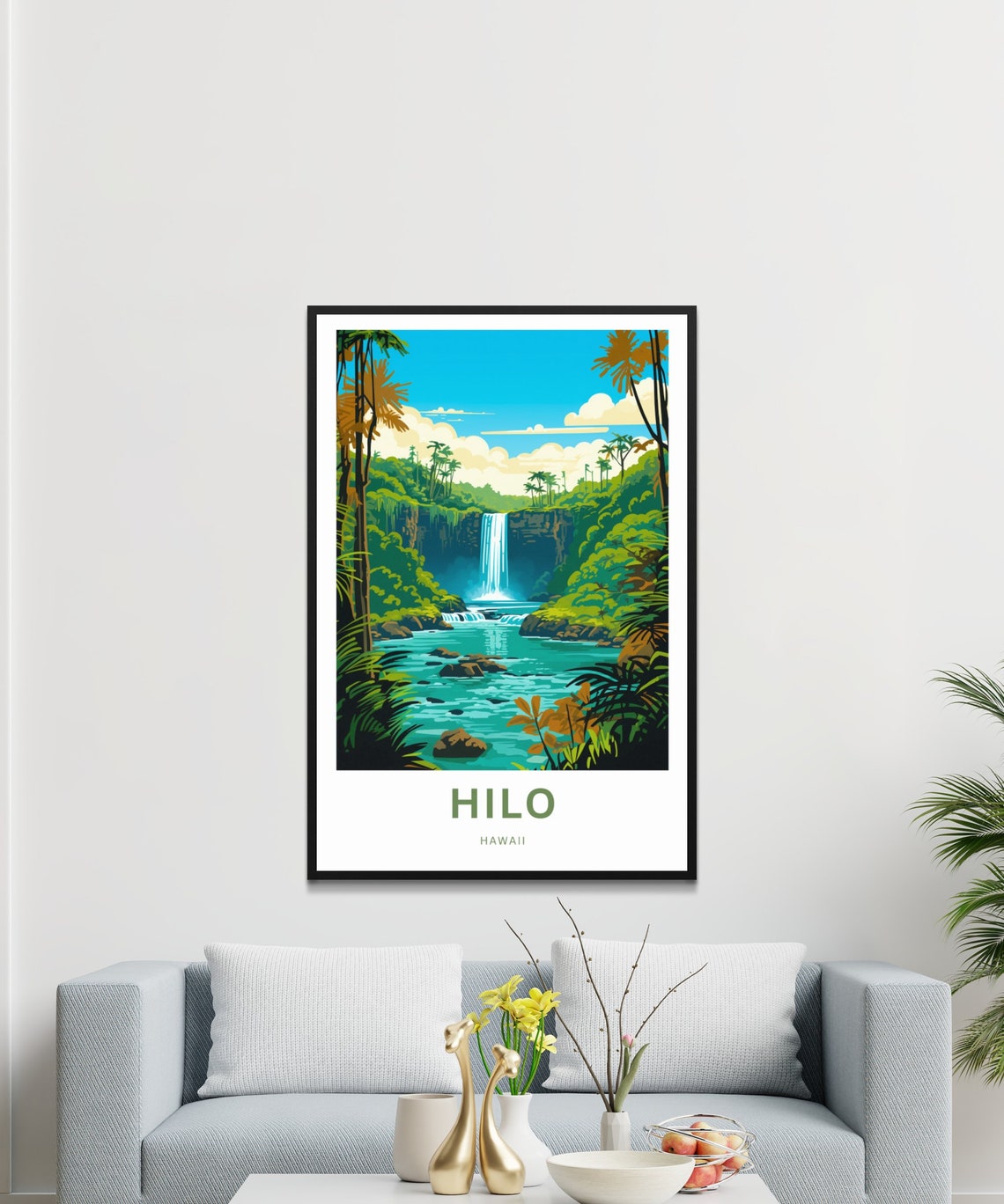 Hilo Hawaii Waterfall Jungle Scene Tropical Island Travel Poster - Image 3