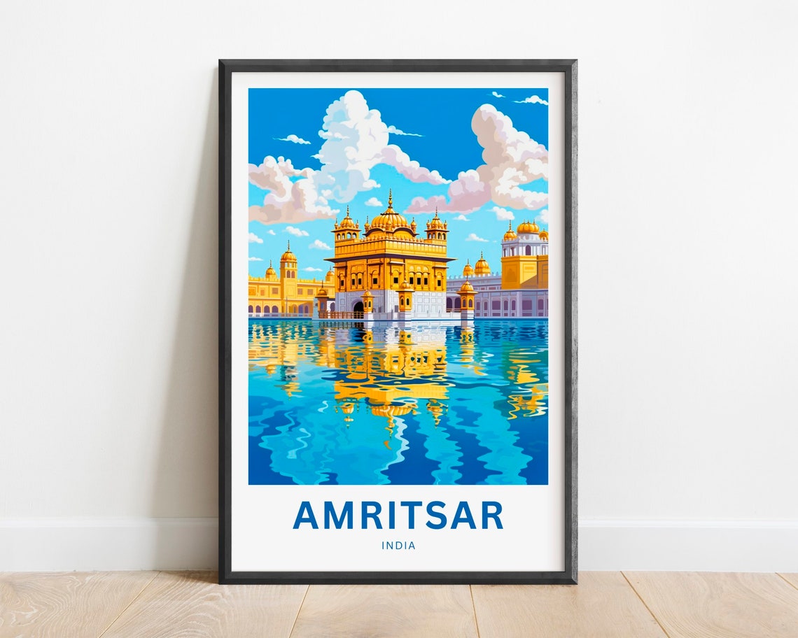 Amritsar India Golden Temple Serene Water Reflections Poster