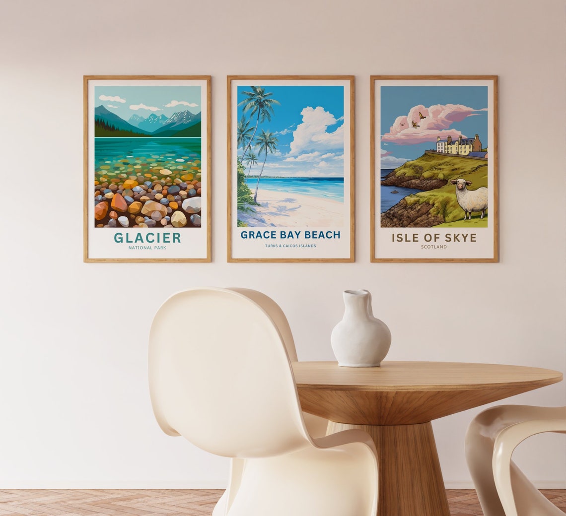 Grace Bay Beach Turks and Caicos Islands Leaning Palm Trees Poster - Image 3