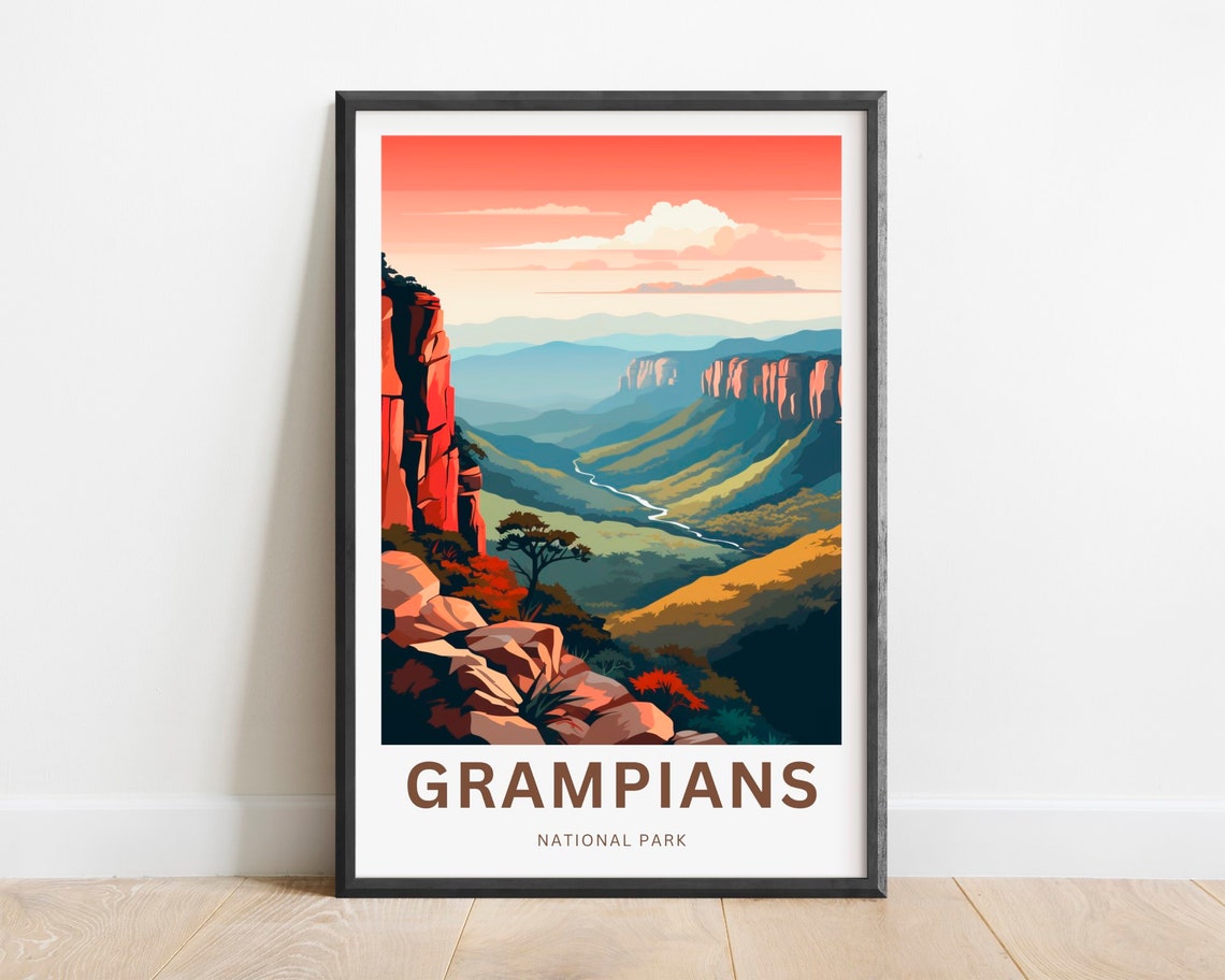 Grampians National Park Red Cliffs Sunset Valley View Travel Poster