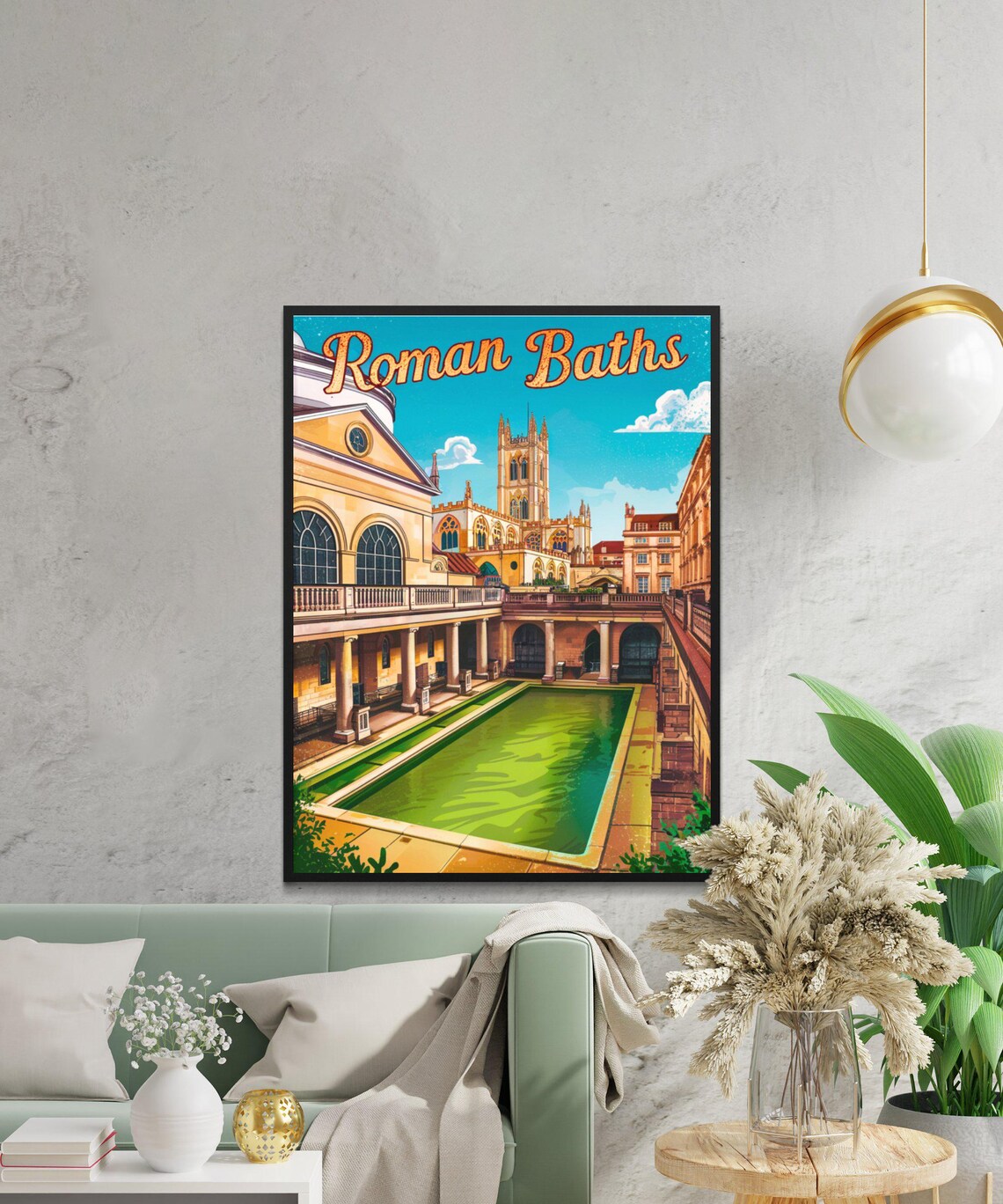 Roman Baths England Great Bath Vintage Retro Style Travel Poster - Image 3