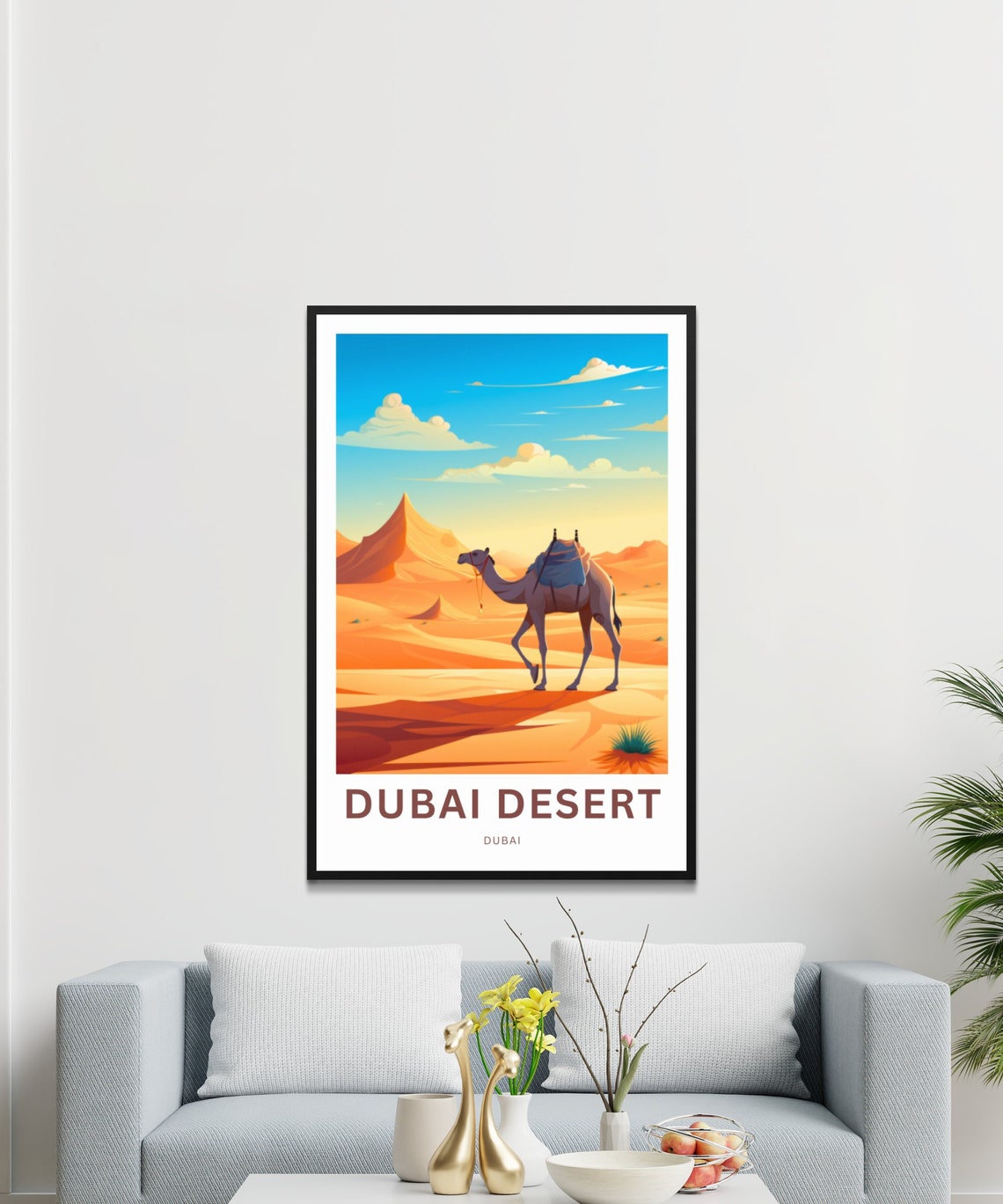 Personalized Dubai Desert Camel Golden Sand Dunes Travel Poster - Image 3