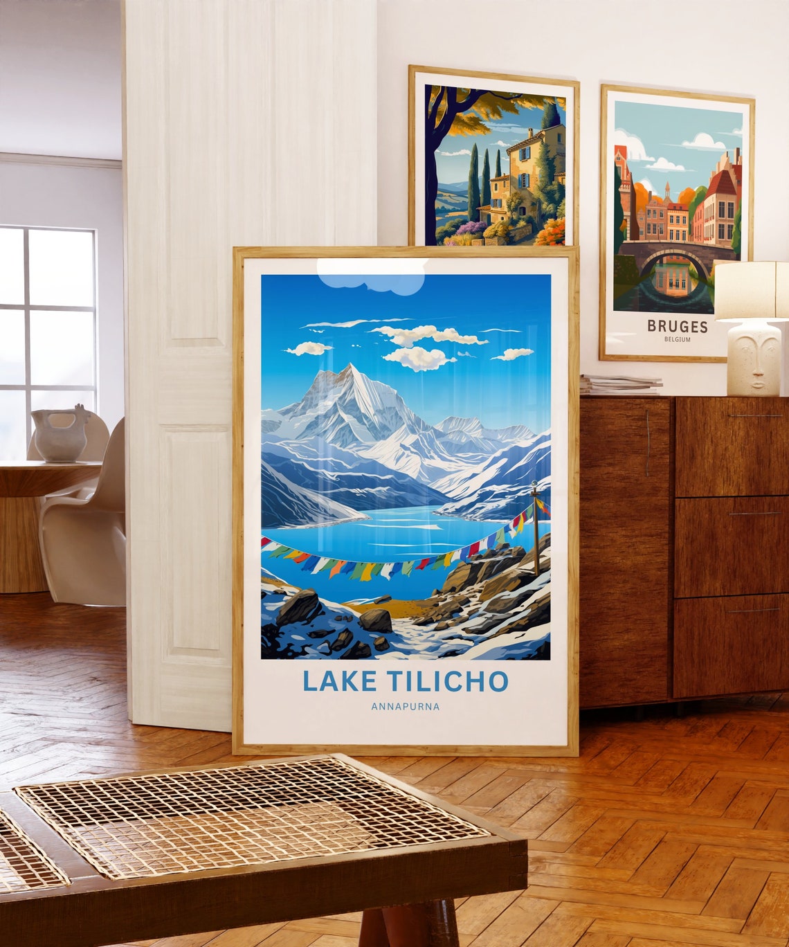 Tilicho Lake Annapurna Prayer Flags Himalayan Mountain Travel Poster - Image 5