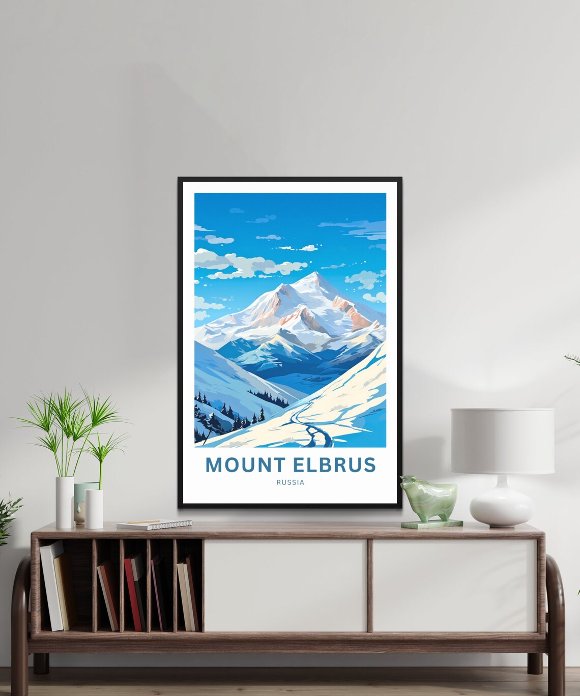 Mount Elbrus Russia Personalized Snowy Peak Alpine Travel Poster - Image 2